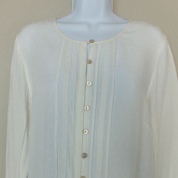 J Jill Swiss Dot Cream Long Sleeve Top Size Small - Picture 3 of 9
